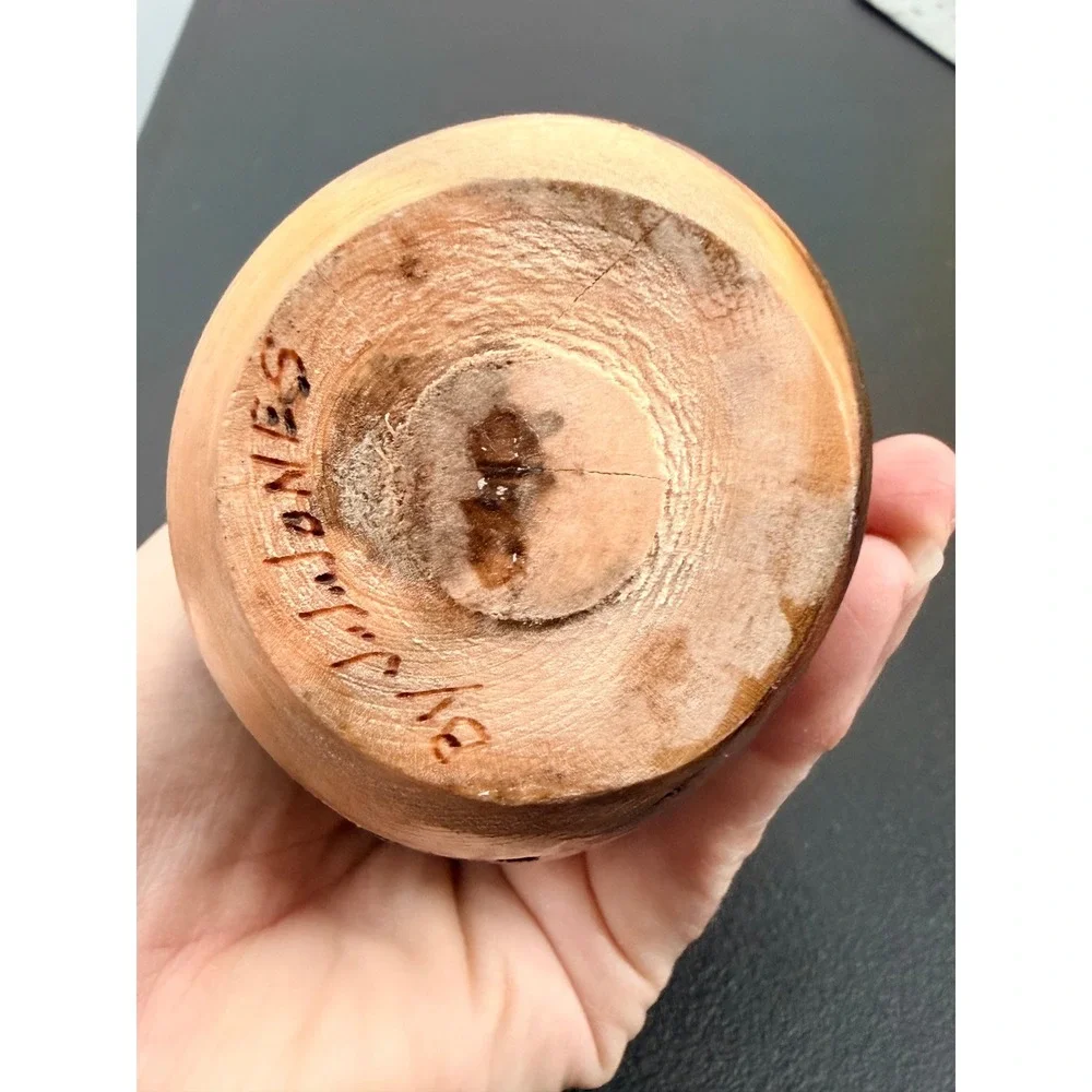 B. W. Jones Signed Live Edge Wood Bud Vase Natural Bark Artisan Decor 6.5in